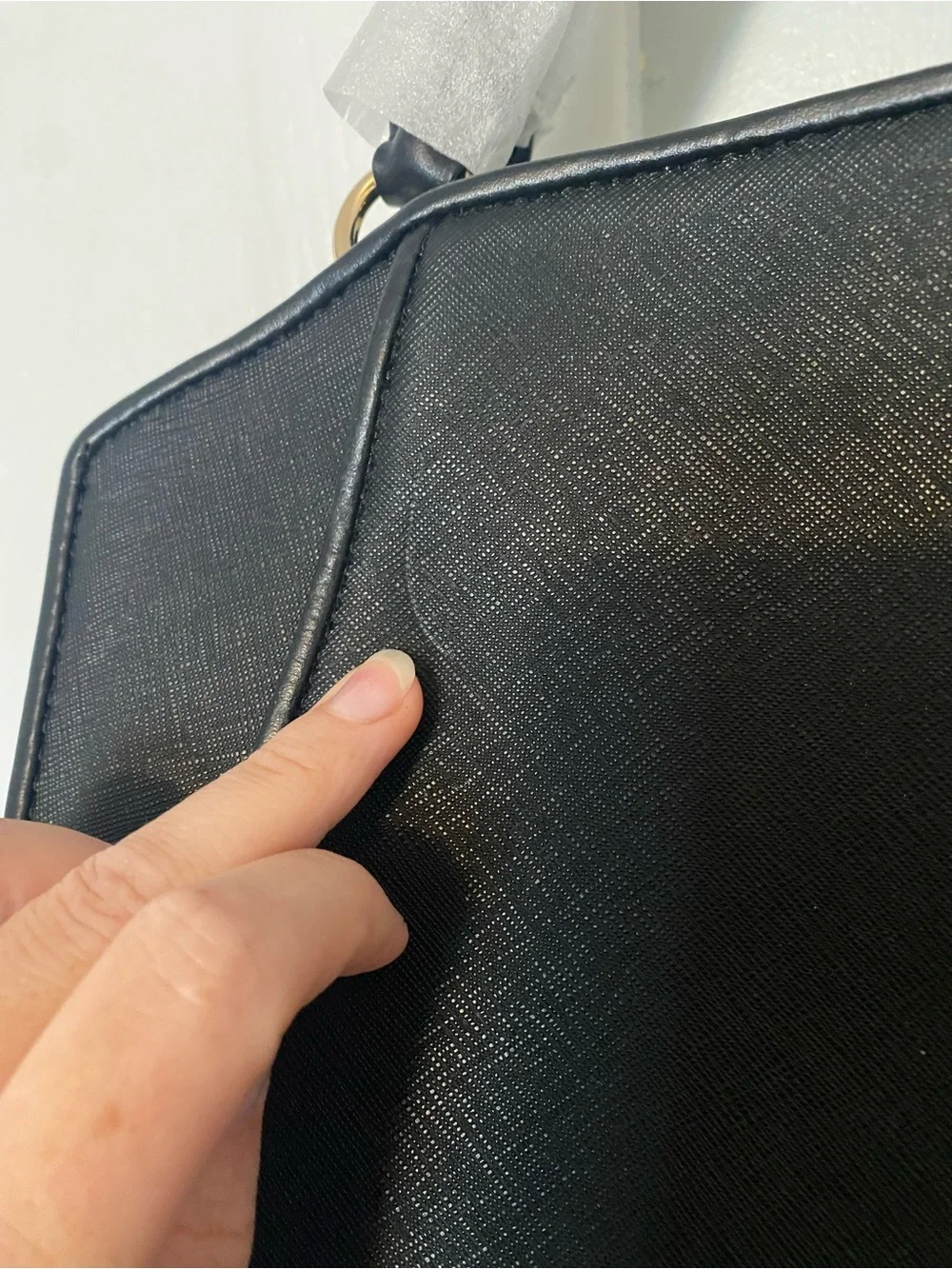 Michael Kors Black Saffiano Satchel with Gold Logo